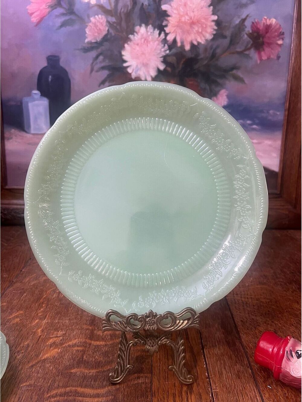 Fire-King Jadeite dinner plate, Alice pattern (One call out)